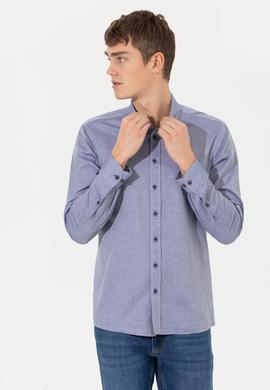 Erkek Lacivert Uzun Kollu Basic Gömlek - 50256733047