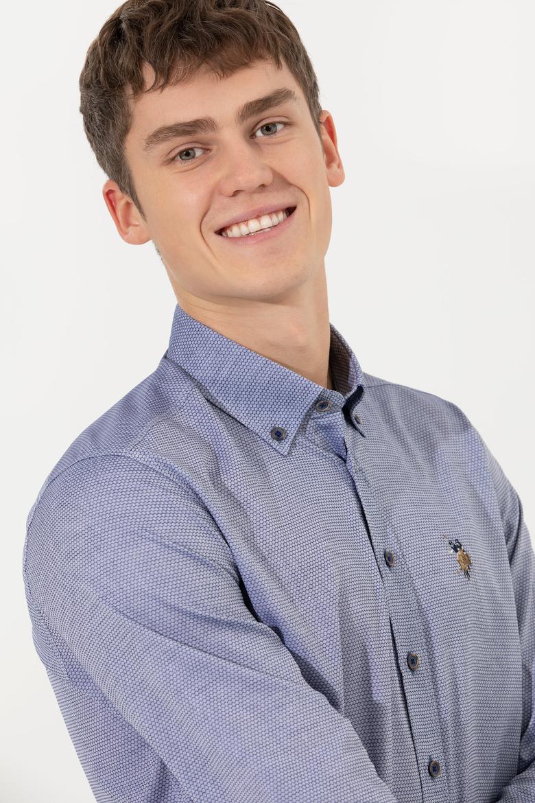 Erkek Lacivert Uzun Kollu Basic Gömlek - 50256733047