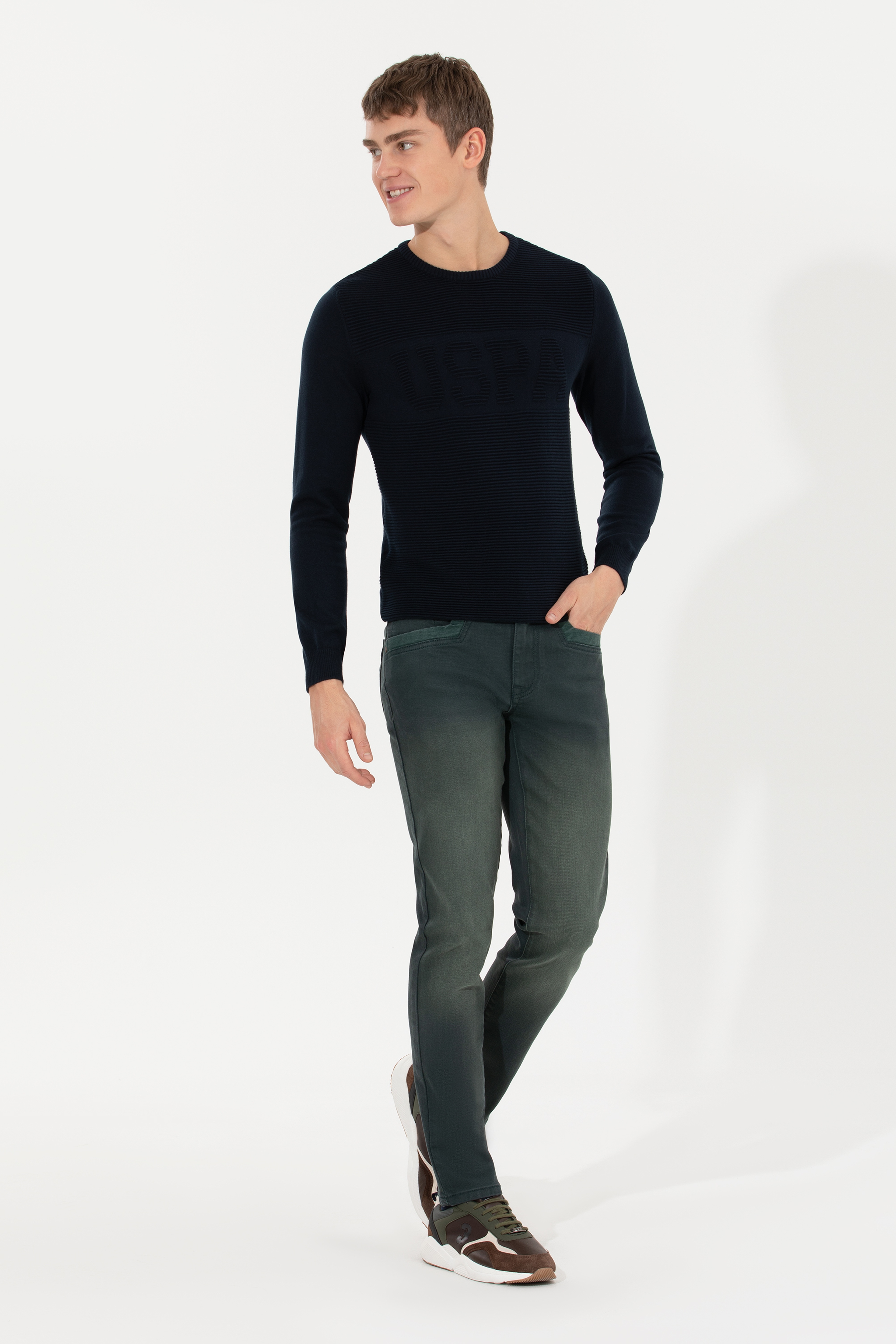 Erkek Yeşil Jean Pantolon - Image 3