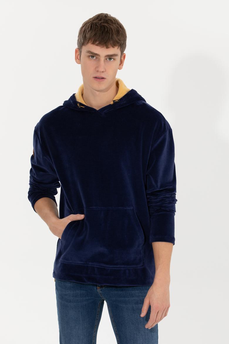 Erkek Lacivert Kapüşonlu Sweatshirt