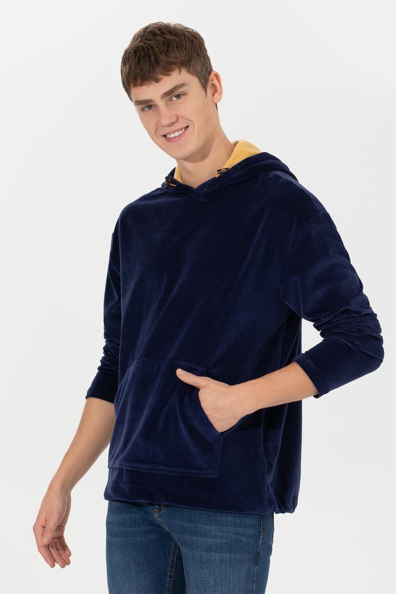 Erkek Lacivert Kapüşonlu Sweatshirt - 50253913005