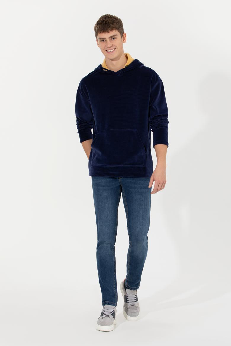 Erkek Lacivert Kapüşonlu Sweatshirt - 50253913005
