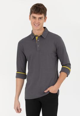 Erkek Antrasit Polo Yaka Sweatshirt - 50254781037