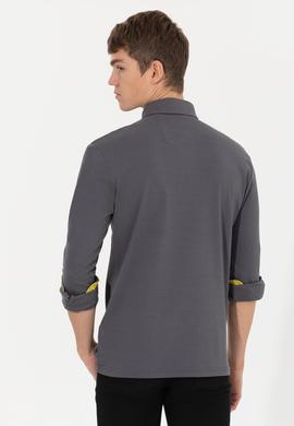 Erkek Antrasit Polo Yaka Sweatshirt - 50254781037