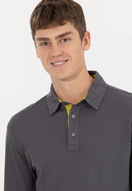 Erkek Antrasit Polo Yaka Sweatshirt - 50254781037