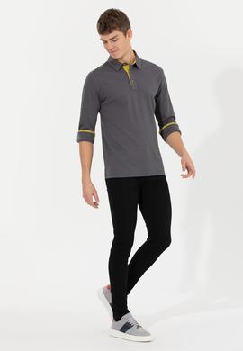 Erkek Antrasit Polo Yaka Sweatshirt - 50254781037