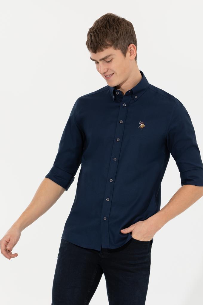 Erkek Lacivert Uzun Kollu Basic Gömlek