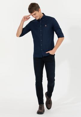 Erkek Lacivert Uzun Kollu Basic Gömlek - 50256694062