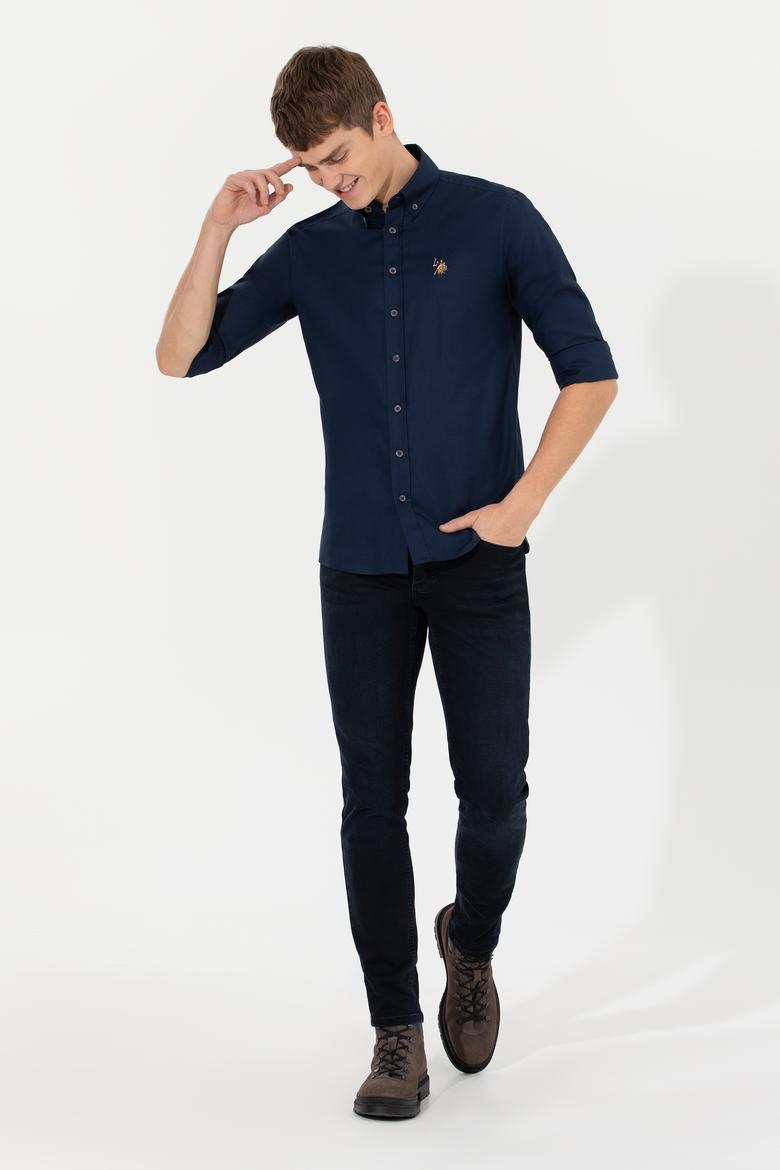 Erkek Lacivert Uzun Kollu Basic Gömlek - 50256694062