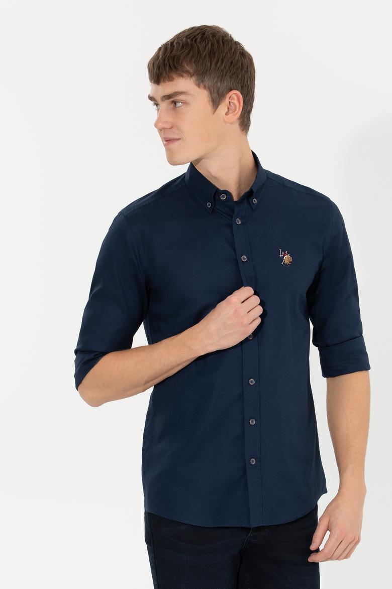 Erkek Lacivert Uzun Kollu Basic Gömlek - 50256694062