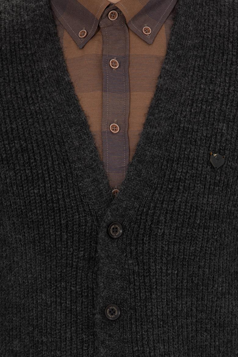 Erkek Antrasit Melanj Triko Hırka - 50257856017