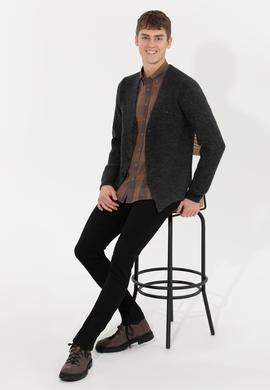 Erkek Antrasit Melanj Triko Hırka - 50257856017