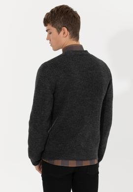 Erkek Antrasit Melanj Triko Hırka - 50257856017