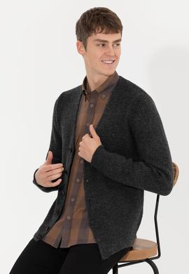 Erkek Antrasit Melanj Triko Hırka - 50257856017