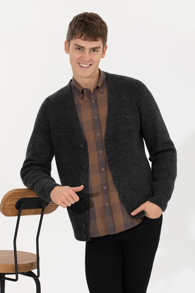 Erkek Antrasit Melanj Triko Hırka