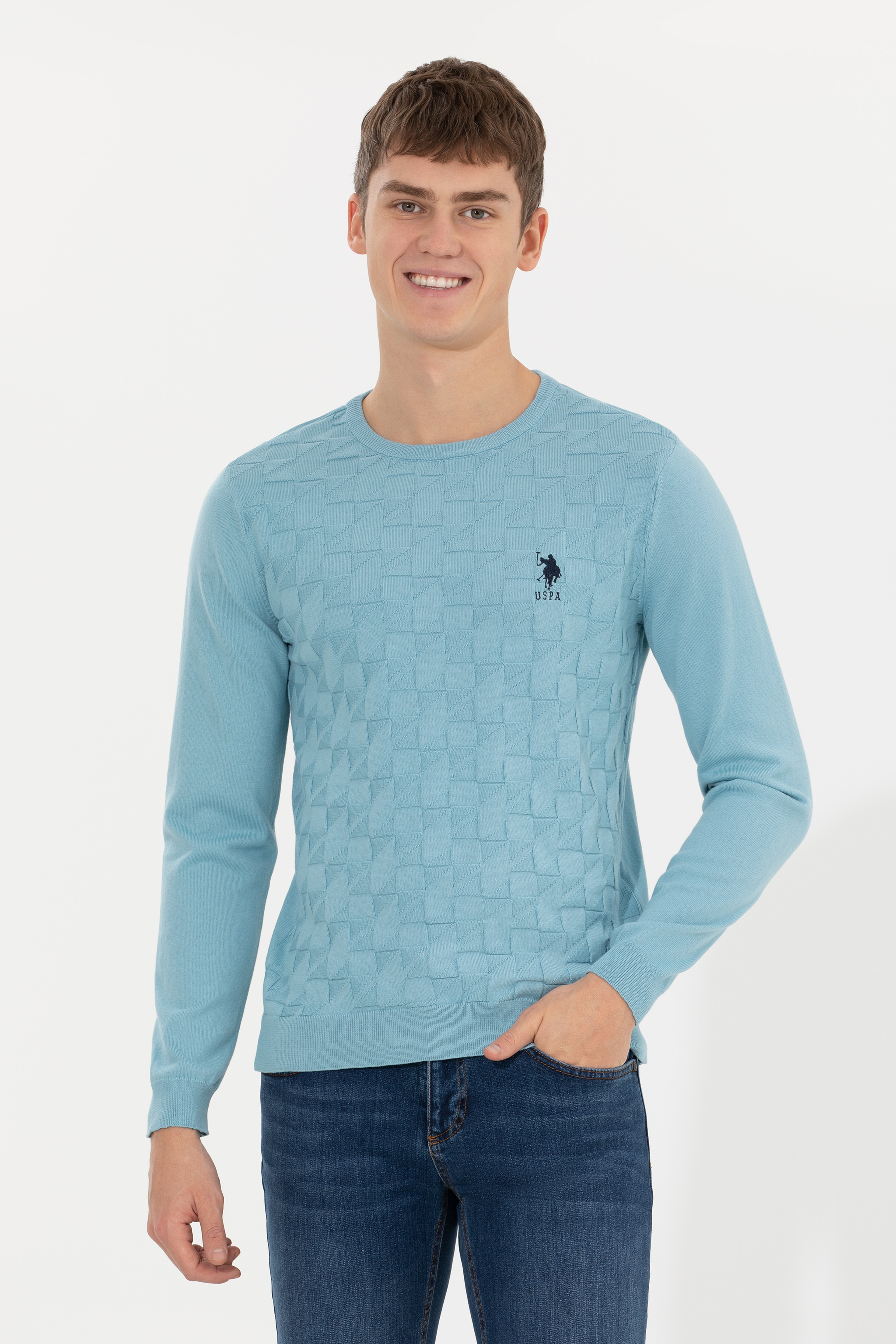 Erkek Mavi Basic Kazak - Image 3