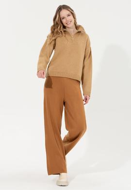 Kadın Camel Melanj V Yaka Kazak - 50257805019