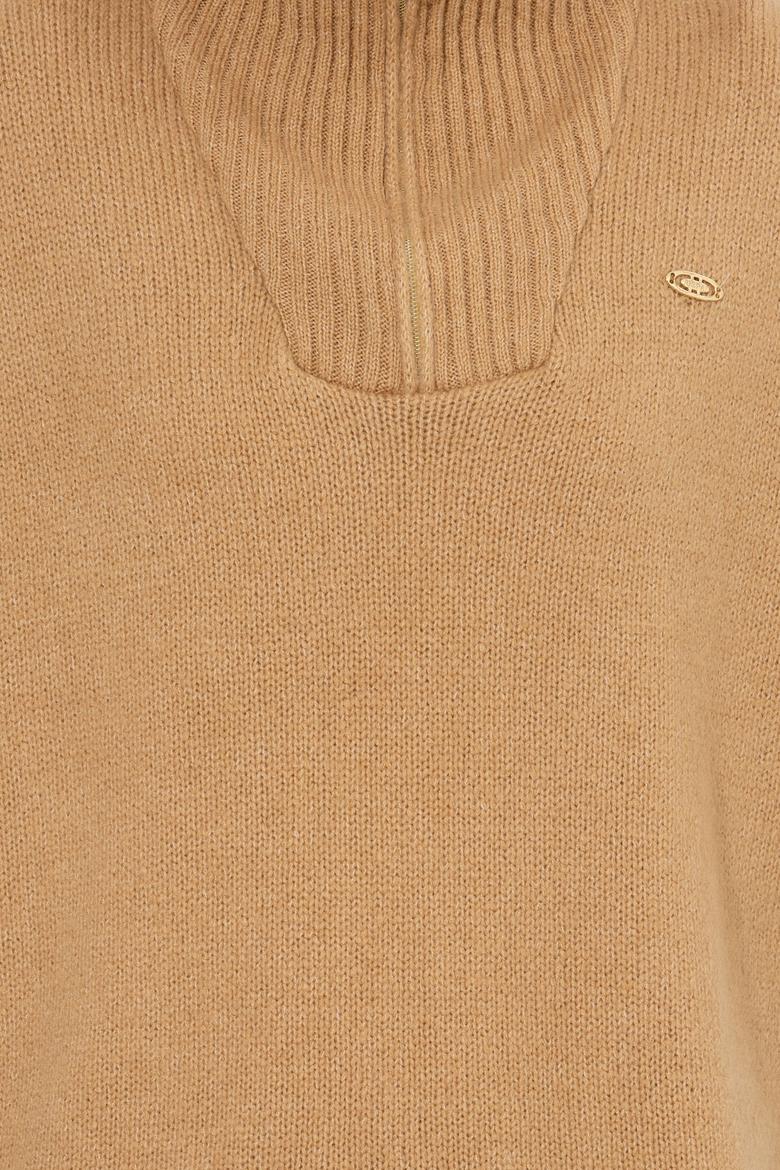 Kadın Camel Melanj V Yaka Kazak - 50257805019