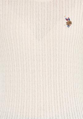 Kadın Ekru Bisiklet Yaka Basic  Kazak - 50258077021