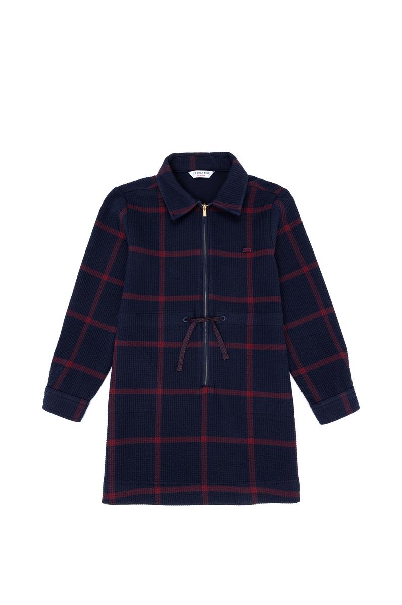 Kız Çocuk Lacivert Dokuma Elbise