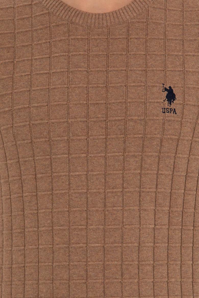 Erkek Camel Melanj Bisiklet Yaka Triko Kazak - 50257854036