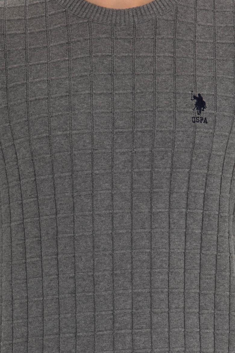 Erkek Gri Melanj Bisiklet Yaka Triko Kazak - 50257854054