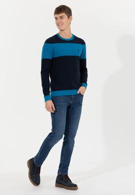 Erkek Lacivert Bisiklet Yaka Triko Kazak - 50258073004