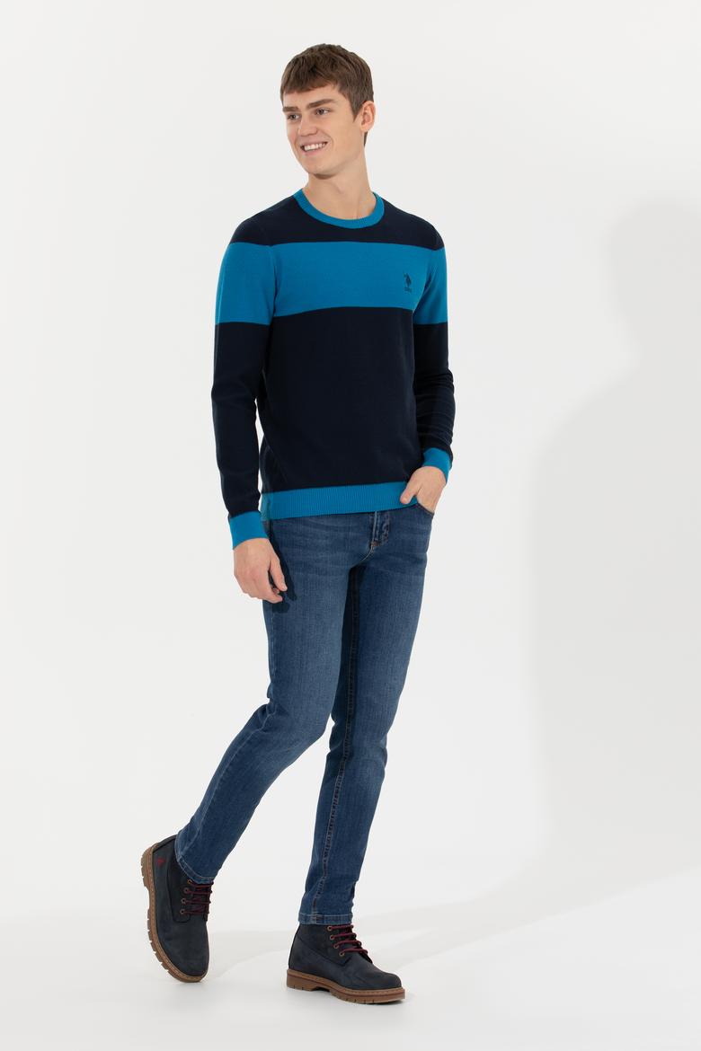 Erkek Lacivert Bisiklet Yaka Triko Kazak - 50258073004