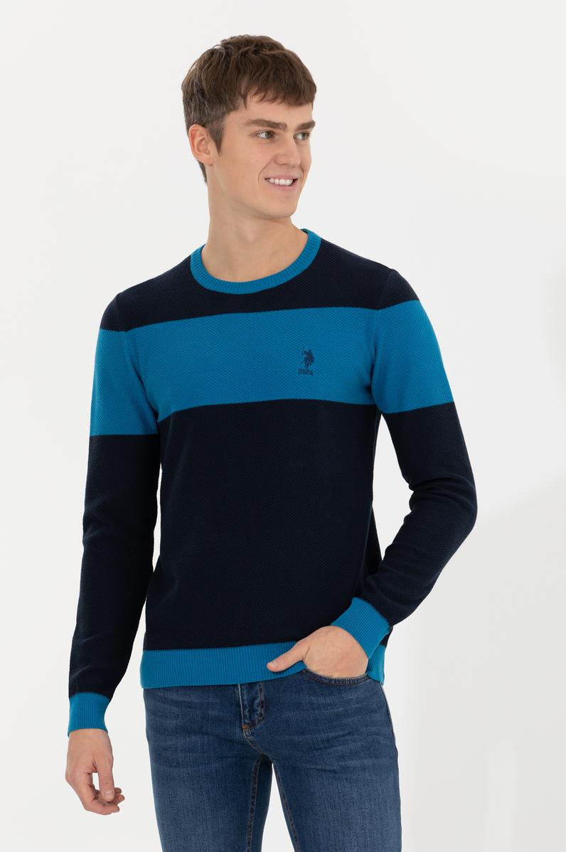 Erkek Lacivert Bisiklet Yaka Triko Kazak