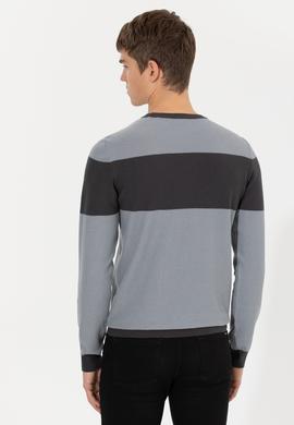 Erkek Gri Melanj Bisiklet Yaka Triko Kazak - 50258073023