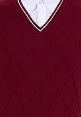 Erkek Bordo V Yaka Triko Kazak - 50258136012