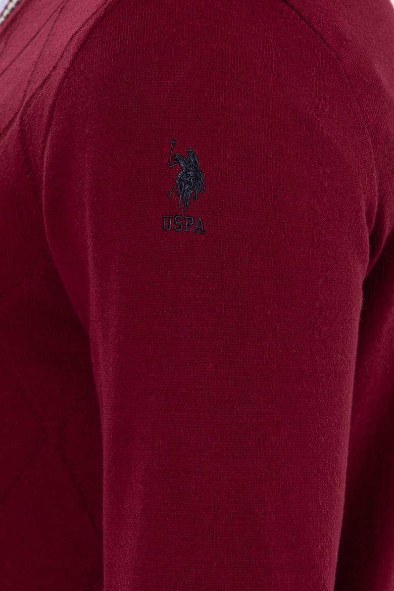 Erkek Bordo V Yaka Triko Kazak - 50258136012