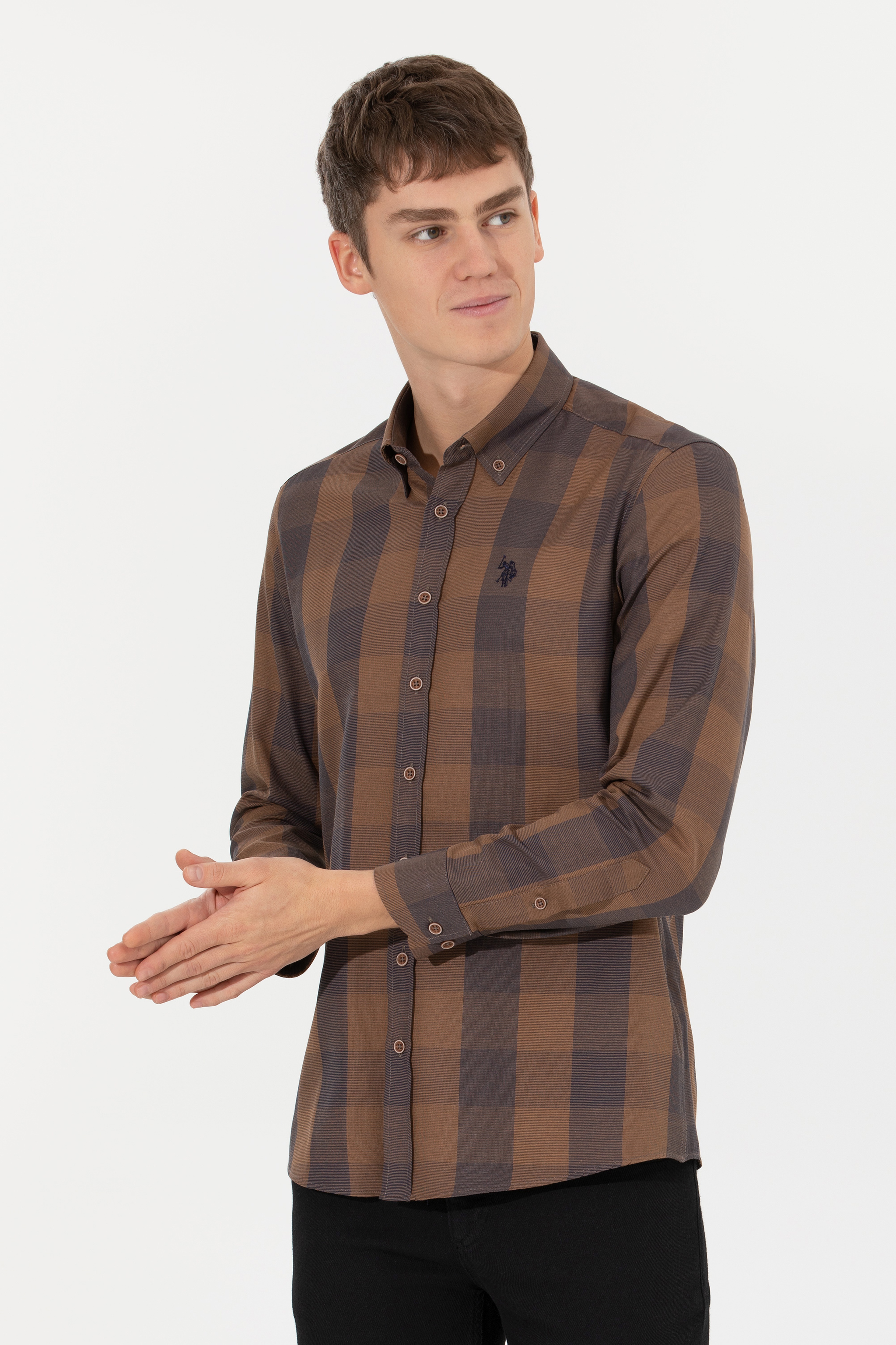 Erkek Camel Uzun Kollu Gömlek - Image 3