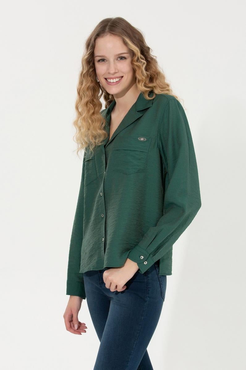 Kadın Yeşil Uzun Kollu Gömlek
