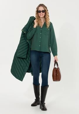 Kadın Yeşil Uzun Kollu Gömlek - 50256964020