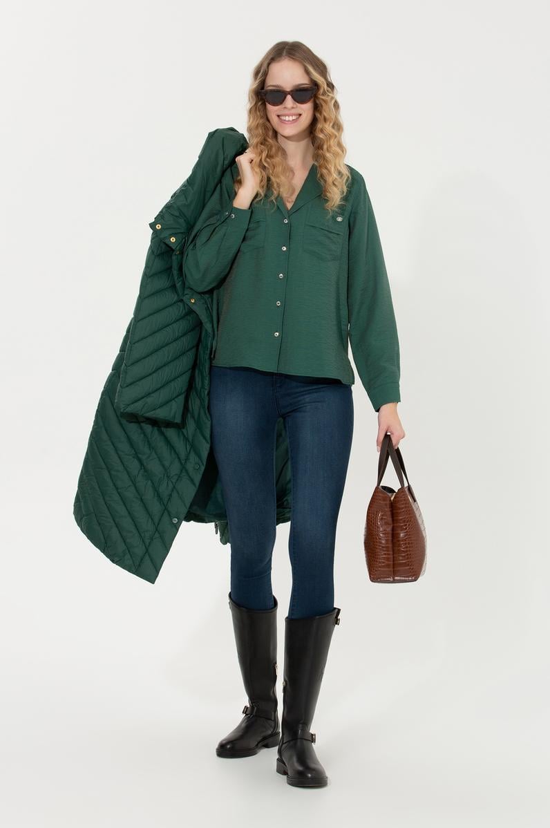 Kadın Yeşil Uzun Kollu Gömlek