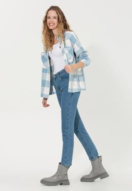 Kadın Mavi Uzun Kollu Gömlek - 50256994003