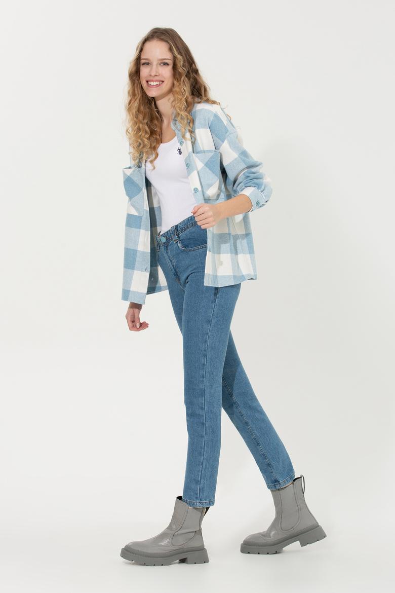 Kadın Mavi Uzun Kollu Gömlek - 50256994003