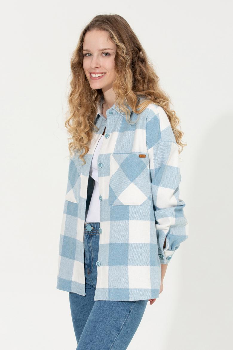 Kadın Mavi Uzun Kollu Gömlek - 50256994003