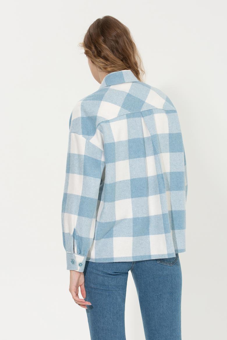 Kadın Mavi Uzun Kollu Gömlek - 50256994003