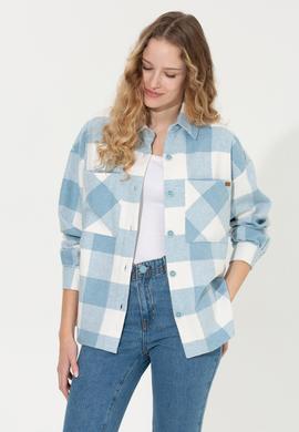 Kadın Mavi Uzun Kollu Gömlek - 50256994003