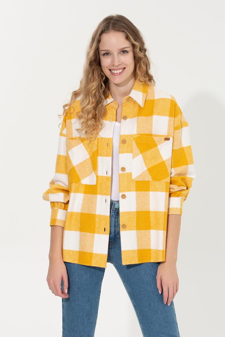 Kadın Safran Uzun Kollu Gömlek