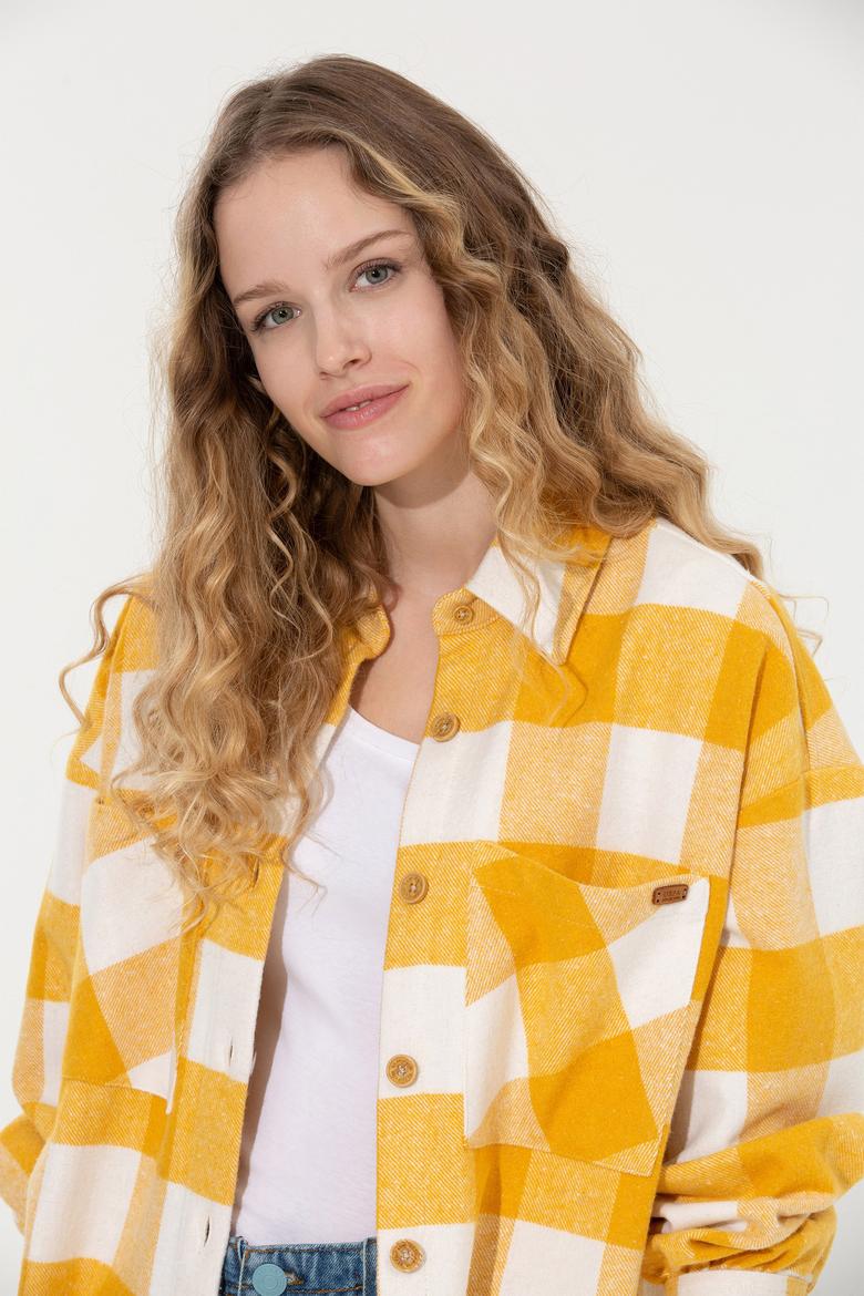 Kadın Safran Uzun Kollu Gömlek - 50256994030