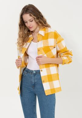 Kadın Safran Uzun Kollu Gömlek - 50256994030