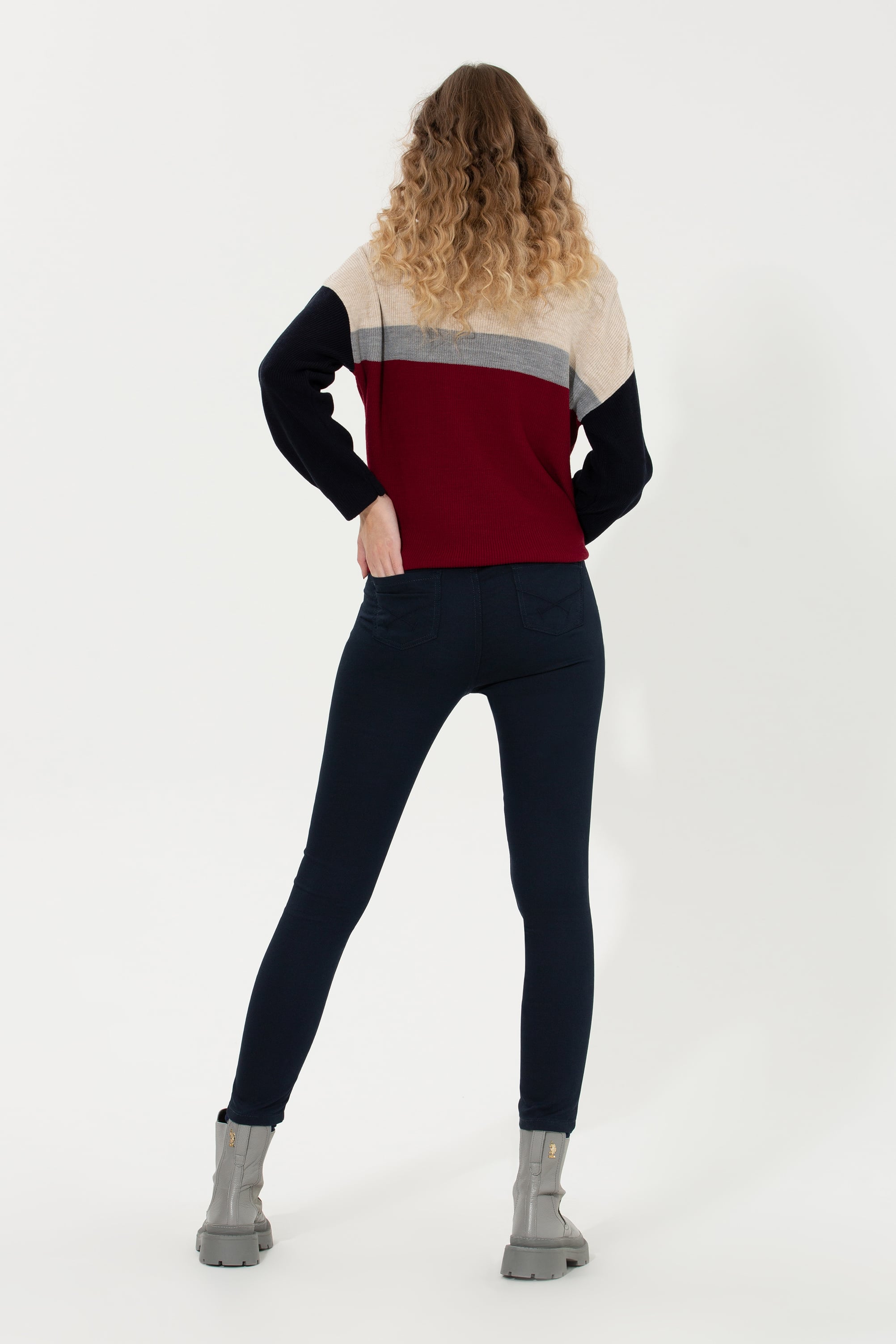Kadın Lacivert Toothpick Fit Pantolon - Image 4