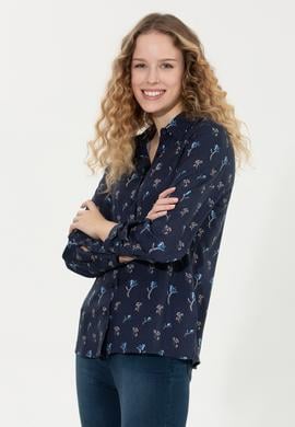 Kadın Lacivert Uzun Kollu Gömlek - 50261134003