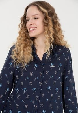 Kadın Lacivert Uzun Kollu Gömlek - 50261134002