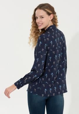 Kadın Lacivert Uzun Kollu Gömlek - 50261134002