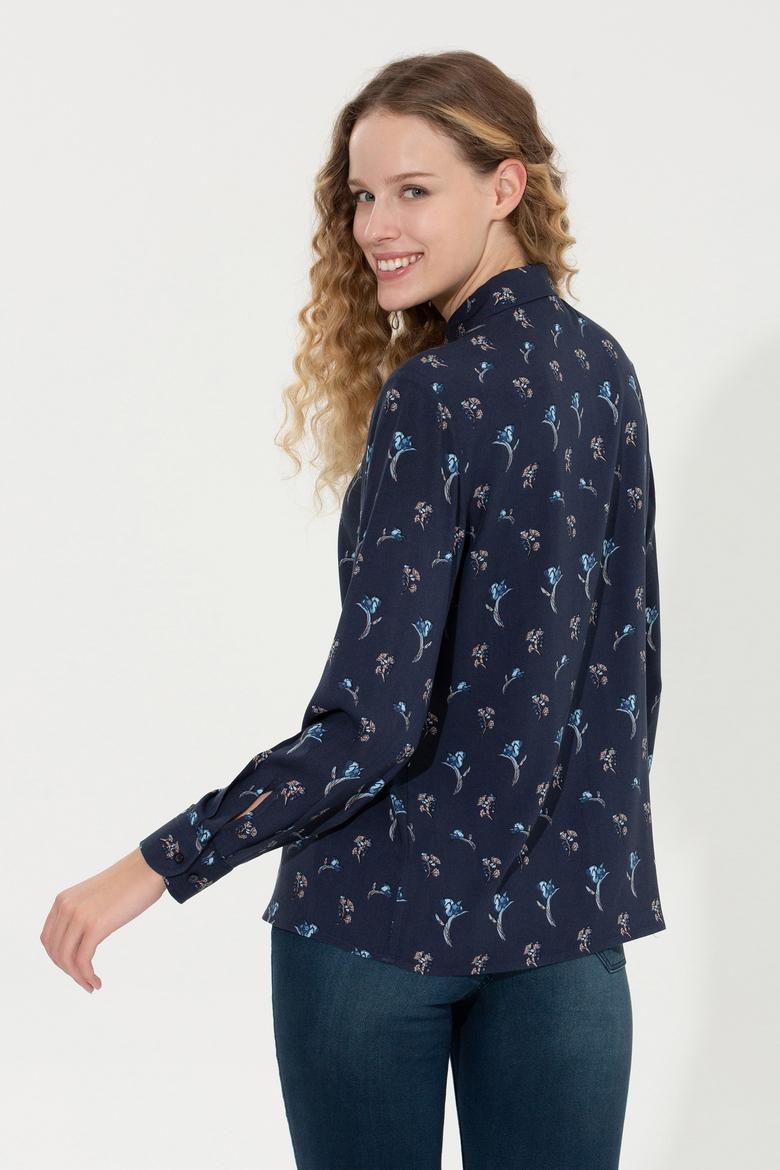 Kadın Lacivert Uzun Kollu Gömlek - 50261134002