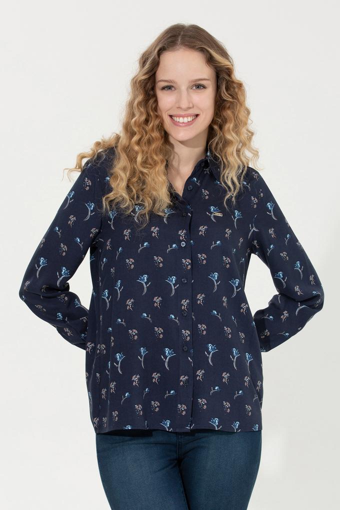 Kadın Lacivert Uzun Kollu Gömlek